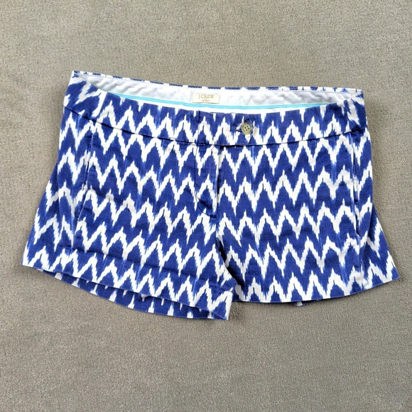J.Crew Womens Shorts Size 2 Blue White Ikat Zigzag Stretch Cotton Chino Summer — photo 2